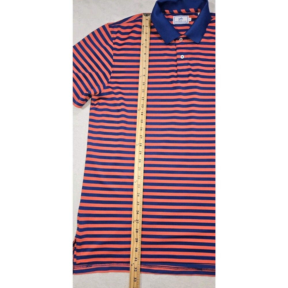 Mens Vineyard Vines Striped Polo Shirt Blue Orange XL - Picture 9 of 10